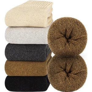 5 Pairs Women's Wool Socks Warm Winter Thermal Thick Socks